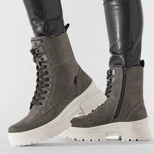 NEW RIEKER Suede Lace Up Comfort Boots grey for women 563mn